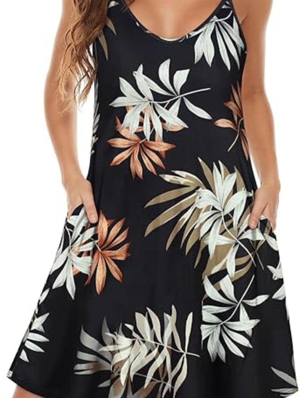 Women's Summer Dresses Casual Sundress Spaghetti Strap Dress with pocket
